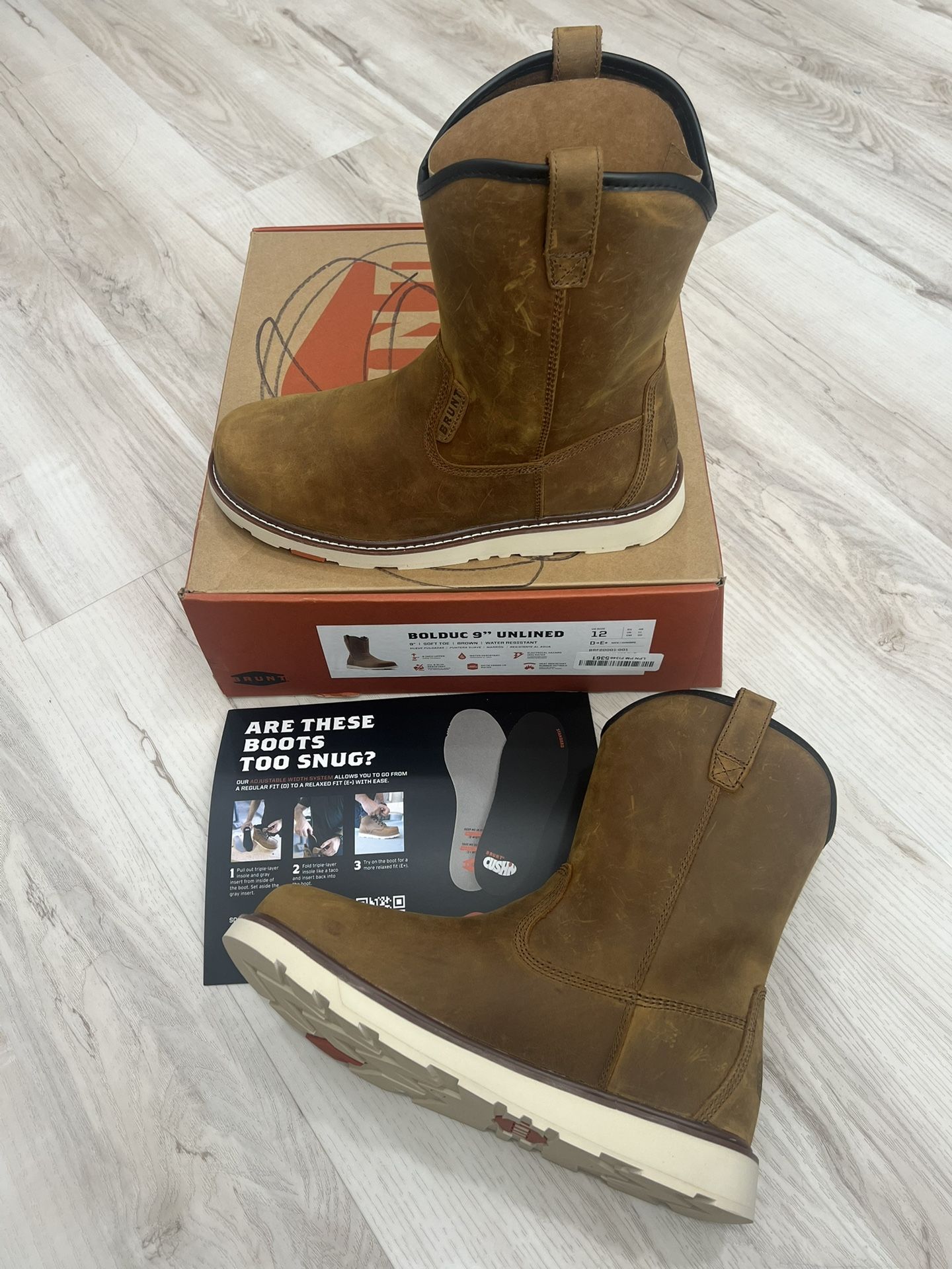 BRUNT The Bolduc Soft Toe Waterproof Pull-On Wellington Work Boot Mens Size 12