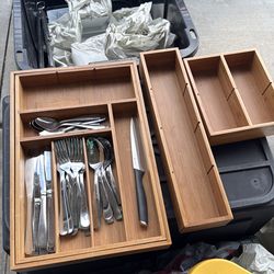 Flatware and wooden utensil holders