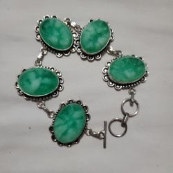 beautiful green bracelet sterling silver 