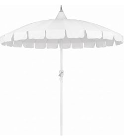Beautiful White Scalloped 8Ft Patio Pagoda Umbrella, UV Protect with Heavy Duty Pole.