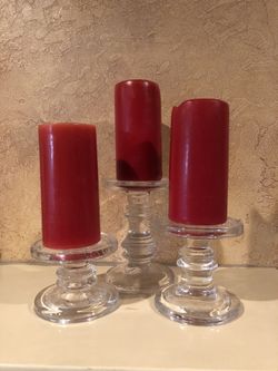Glass block candleholders, set of three