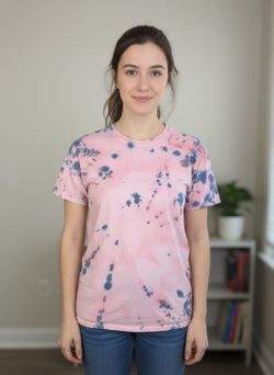 TOP Hanes ComfortSoft Pink and Blue Tie-Dye T-Shirt Size Small