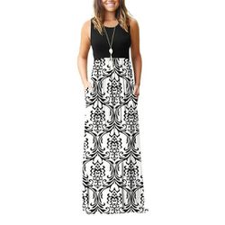 Misfay Sleeveless Floral Print Maxi Dress For Summer - Size: 2XL