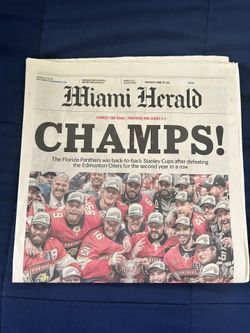 Miami Herald Florida Panthers Champs! Newspaper
