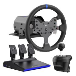 Racing Simulator Force Feedback 270-900 degree turning simulator with shifter, pedals, and wheel.