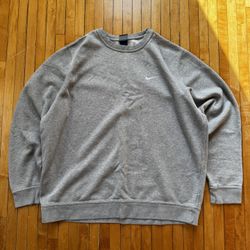 Y2K Nike Mini Swoosh Sweatshirt Crewneck Gray Sz. XXL