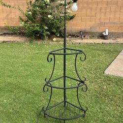 Black Wrought Iron Tiered Plant Stand Lamp