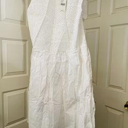 New Short Sleeves White Dress 