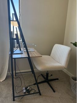 2-Tier Ladder Computer Desk with Storage Bookshelf