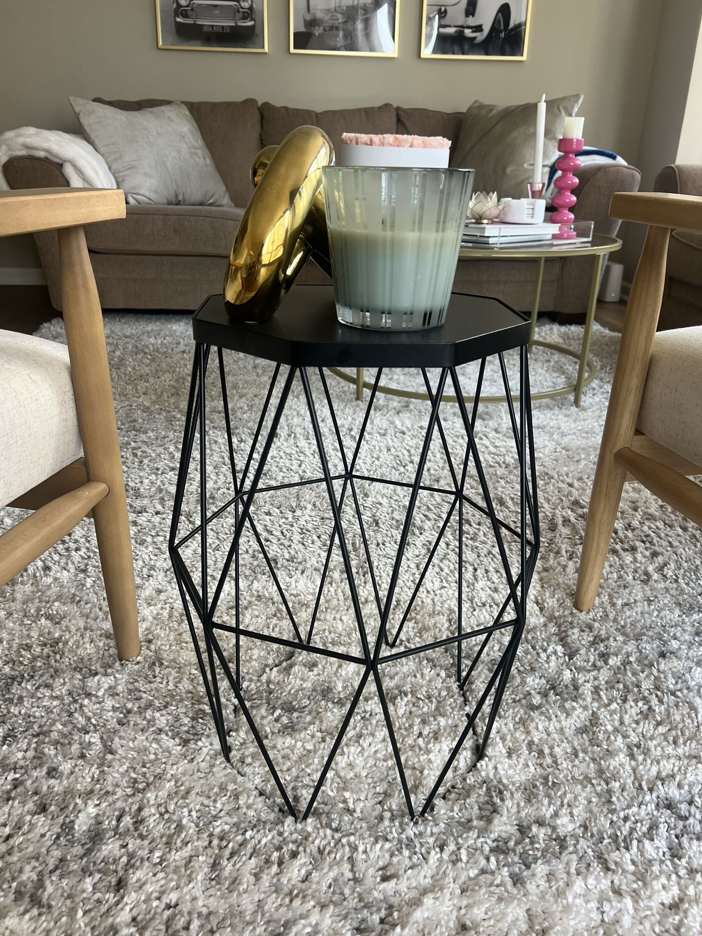 Black Geometric Side Table