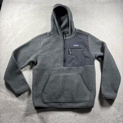Patagonia Retro Pile Fleece Hoodie Mens XS Gray 1/2 Zip Pullover Activewear#1432