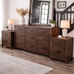King Size Headboard, Dresser, Mirror,  Two Nightstand