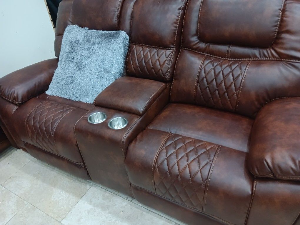 *Fall Sale Event!!!*---Mature Santiago Brown Leather Reclining Sofa/Loveseat Sets---Delivery And Financing🫶