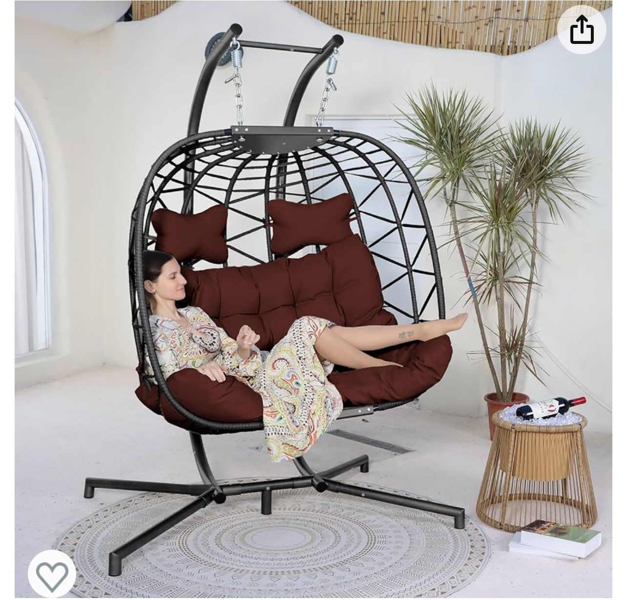 Twin Basket Swing Chair for 2 Persons Oversized