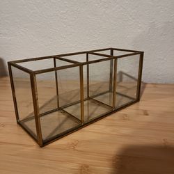 Gold clored three compartment organizer