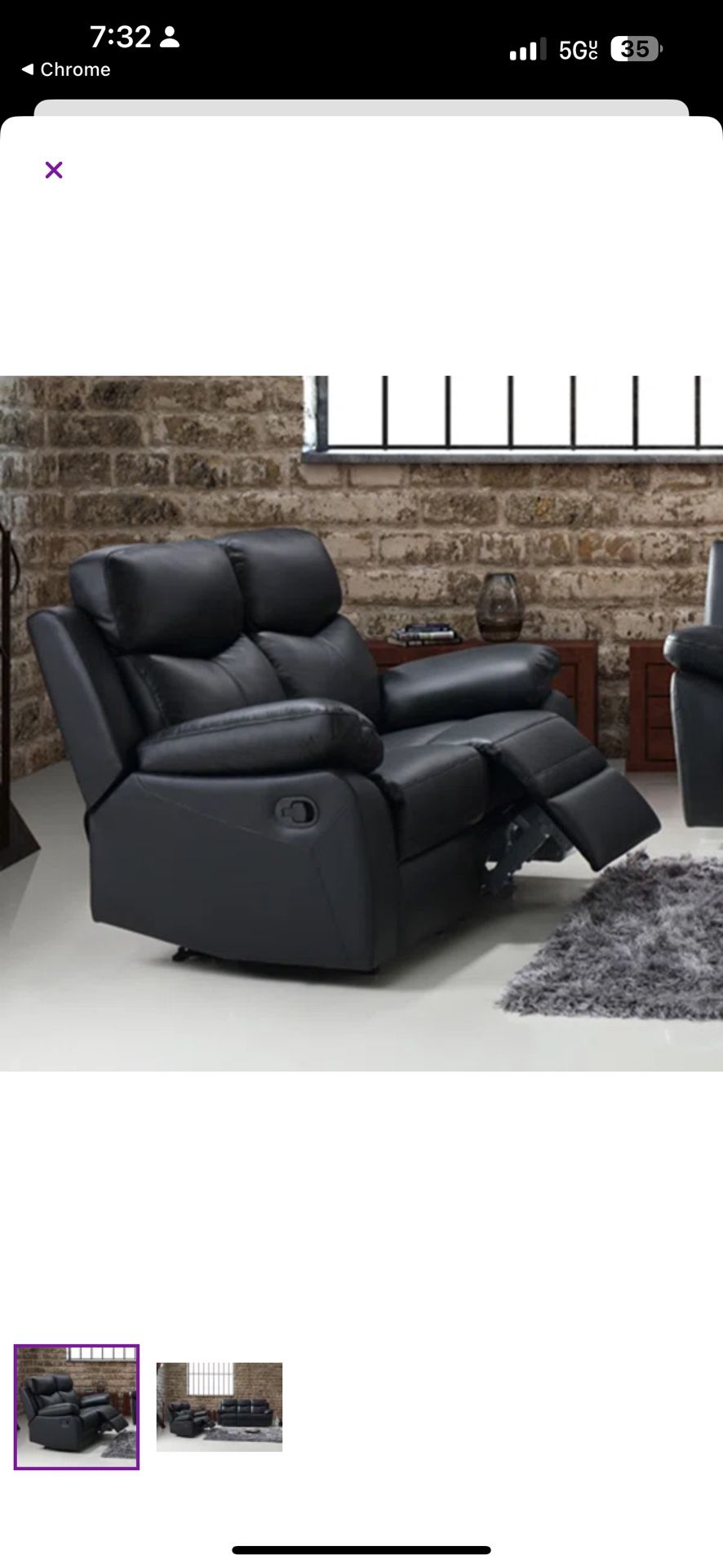 Black Faux Leather Recliner Loveseat