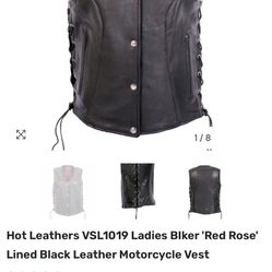 Hot Leather Women’s Lined Biker Motorcycle Vest 