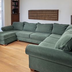 Big Green Sectional Sofa Couch with Chaise