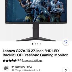 27'' Curved Lenovo gaming monitor
