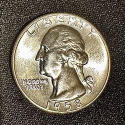 1958 Silver Washington Quarter – BU/Uncirculated – 90% Silver