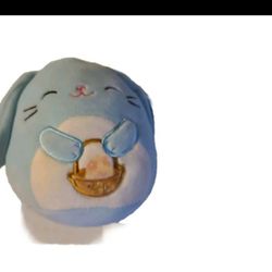SQUISHMALLOWS /BUTTONS THE BLUE EASTER BUNNY WITH BASKET NWT/ 4.5”/ NEW
