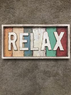 Relax wood sign