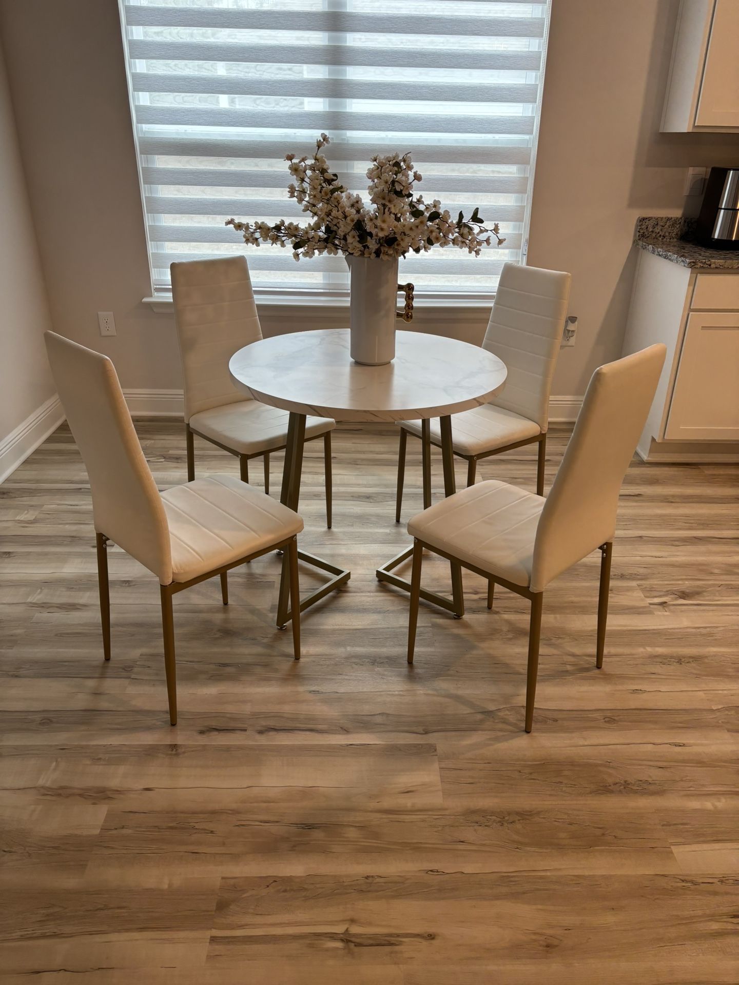 Breakfast Nook Dining Table 4 Chairs Marble LaminateTable