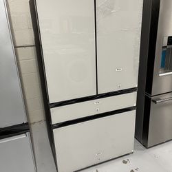 White Glass Bespoke Double Drawer Fridge New With Warranty 