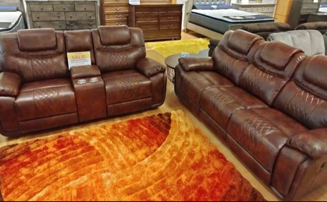COMFY NEW SANTIAGO RECLINING SOFA AND LOVESEAT SET ON SALE ONLY $999. IN STOCK SAME DAY DELIVERY 🚚 EASY FINANCING 