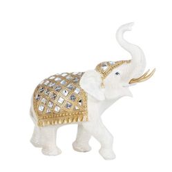 9" White/Gold Elephant Decor