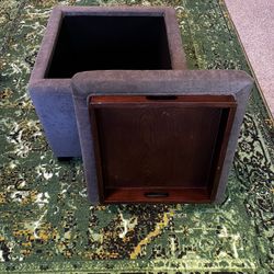 Gray Storage Ottoman With Reversible Tray Top