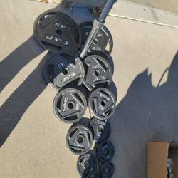 Olympic weights and barbell 