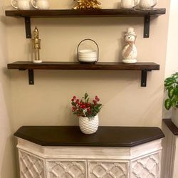Solid Wood Shelving Unit with Buffet and Storage Drawers