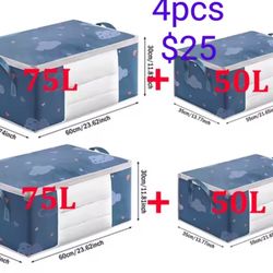 Big capacity storage bag / 4 packs in two sizes/ foldable/ water proof cloth material/ new with pack