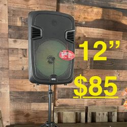 QFX 12” Bluetooth Portable Rechargeable Speaker  With Microphone, Speaker Stand &  LED Party Lights 🔊🎤🎶🎶🎶 