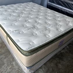 Queen Organic Elite Superior Hybrid Cool Gel Memory Foam Pillow Top 14inch Mattress!!