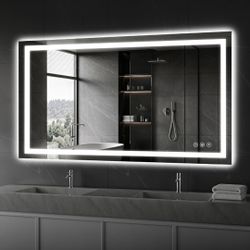 New, 48 x 32 Inch LED Bathroom Mirror with Anti-Fog Backlight