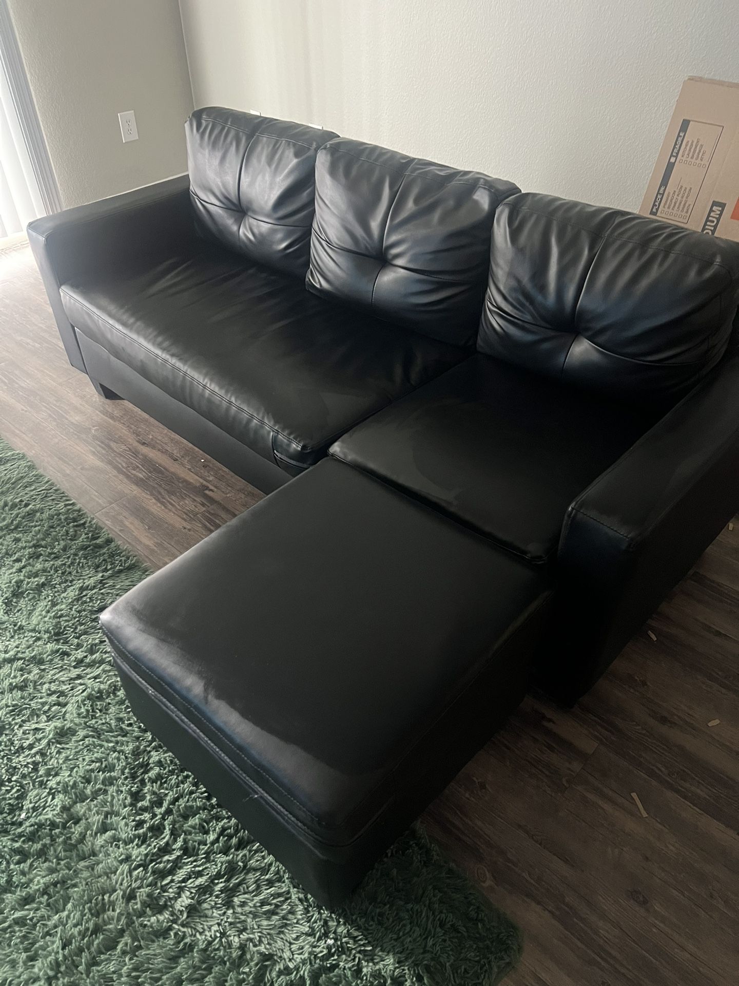 Leather Couch + Ottoman