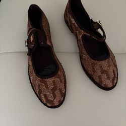 These are the Pierre Brown Glitter ballet flats from the Flabelus brand, known for combining classic shoe designs with the durability and comfort of t