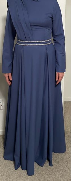 Blue Long Sleeve Formal Maxi Dress