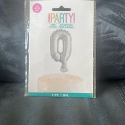 New In Package Unique Party Air Filled Silver Number 0 Cake Topper Balloon Party Decoration