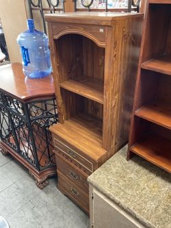 Narrow Bookcase with Drawers, Tall Nightstand Hutch
