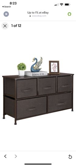 Chest 5-Fabric Drawer Sturdy Closets Bedroom Storage Cabinet Brown Dressers