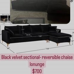 Black veivei sectional- reversible chaise lonunge