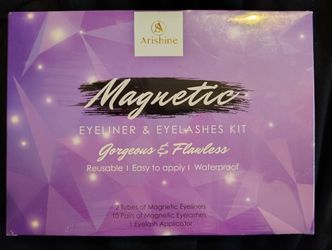 NIB Arishine 8pc Magnetic Eyeliner and Lashes Kit With Reusable Lash, Waterproof