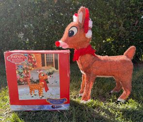 Rudolph The Red Nose Reindeer Lighted Christmas Yard Art 36”