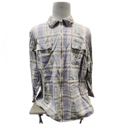 Chaps Size 3X Purple Tan Plaid Zip Front Shirt