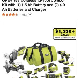 ONE+ 18V Cordless 12-Tool Combo Kit with (1) 1.5 Ah Battery and (2) 4.0 Ah Batteries and Charger