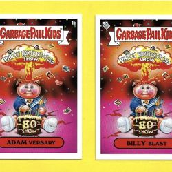 2024 Philly Non Sport Garbage Pail Kids Promo 1a Adam Versary & 1b Billy Blast