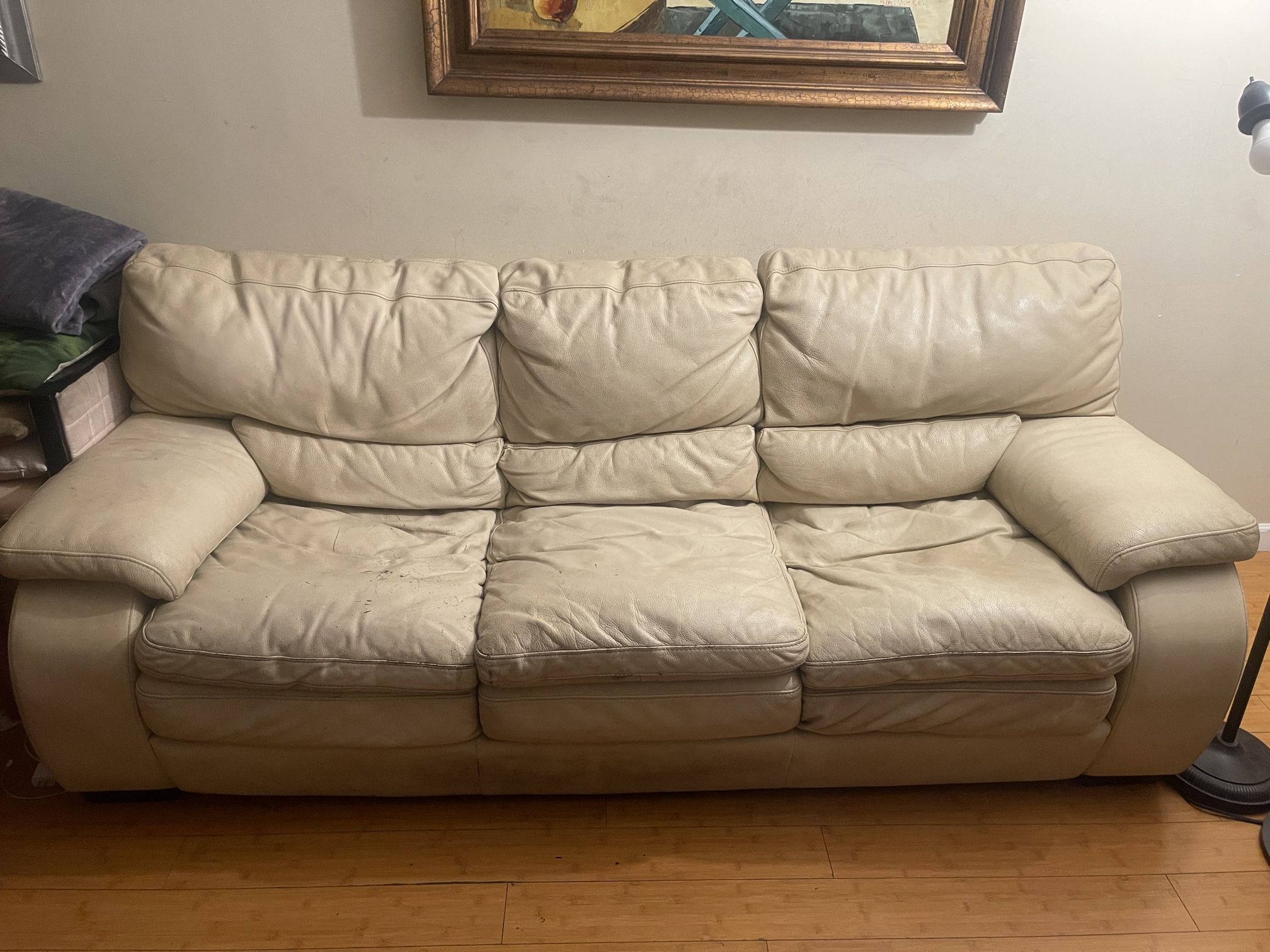 Leather Sofa - Fold Out Bed Queen Size